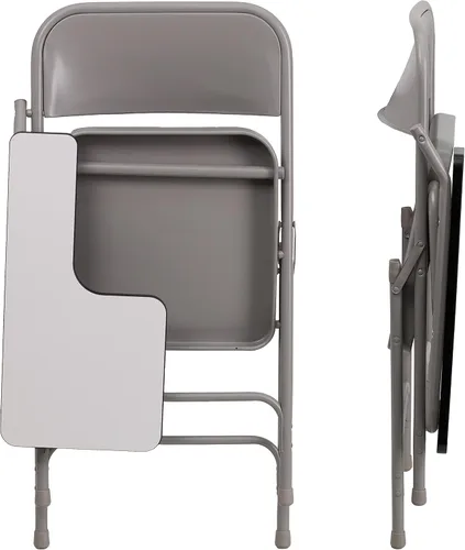 Vista 8 de EMMA + OLIVER Silla plegable de acero prémium con brazo para tableta para diestros