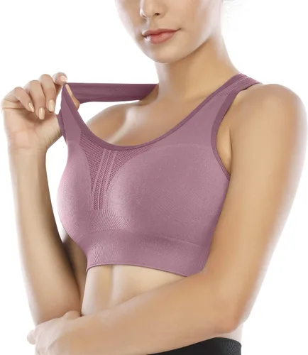 Vista 5 de Heathyoga Sujetadores deportivos de alto impacto para mujer, sujetadores deportivos con relleno, sujetador de entrenamiento para mujer, con espalda
