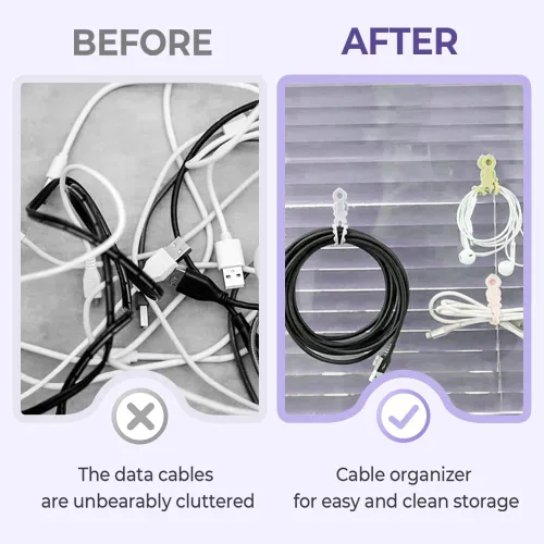 Vista 3 de Bridas de silicona para cables, organizador de cables de datos, organizadores reutilizables de gestión de cables, bridas de alta elasticidad