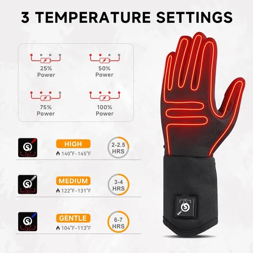 Vista 3 de DAY WOLF Heated Glove Liners Electric Gloves for Men Women Rechargeable Battery Hand Warmer for Winter Sports Snow Biking Riding Cycling Hunting