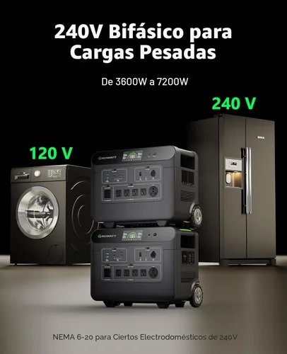 Vista 3 de GROWATT HELIOS 3600 Estación de energía portátil, batería LFP de 3600 Wh, expandible a salida de CA de 240 V/7200 W, hasta 36 kWh, generador