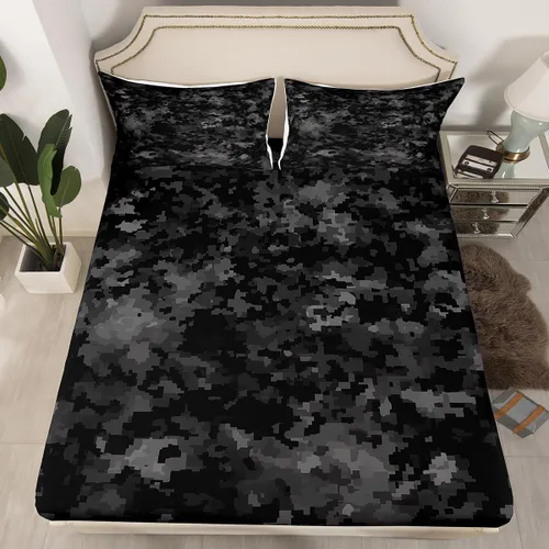 Vista 13 de Erosebridal Juego de ropa de cama de camuflaje para niños, sábanas de camuflaje militar, tamaño individual para adolescentes, jóvenes, adultos
