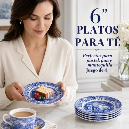 Vista 2 de Spode Blue - Plato italiano para pan y mantequilla, juego de 4