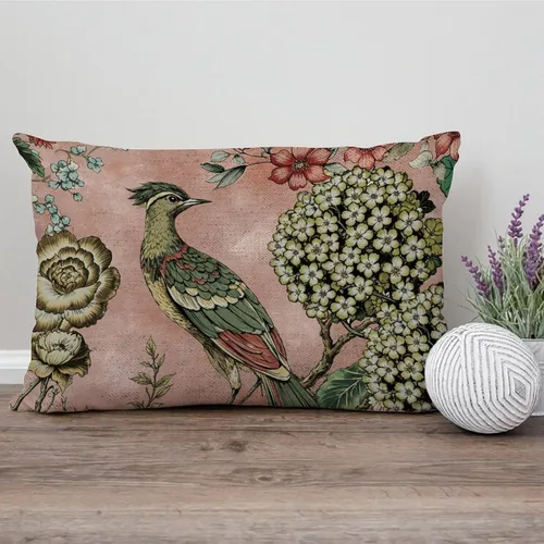 Vista 173 de ArogGeld Funda de cojín con flores verdes y blancas con flores grises y negras y hojas verdes en estilo chinoiserie, funda de almohada cuadrada