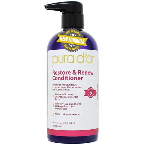 Vista 8 de PURA D'OR Restore & Renew Set de champú y acondicionador para cabello fuerte, saludable y nutrido con aloe vera orgánico, romero, espino amarillo