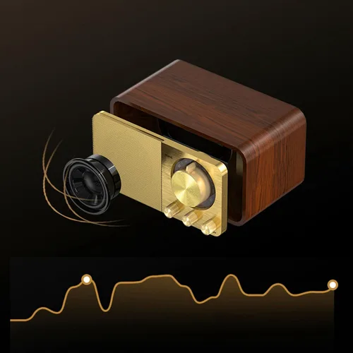 Vista 6 de Altavoz BT de madera retro vintage, radio AM FM portátil recargable con reproducción AUX/USB/TF, radio retro recargable para cafeterías