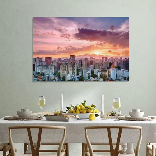 Vista 3 de Caracas Venezuela - Póster en lienzo de paisaje urbano con puesta de sol y puesta de sol, decoración de dormitorio, paisaje deportivo, oficina