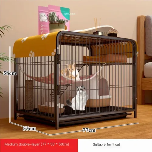 Vista 2 de Casa de lujo para gatos, jaula para gatos, espacio libre, jaula para gatos, casa de tres pisos, casa para gatos, gabinete de gato, nido de gato