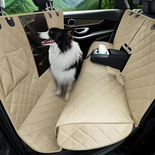 Vista 9 de Lassie Hamaca 4 en 1 de cobertura completa para automóvil, 100% impermeable, fundas de asiento de coche para asiento trasero con ventana de malla