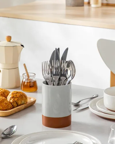 Vista 8 de MALACASA Portautensilios, Portautensilios de Cocina de Cerámica de 5.5", Recipiente para Utensilios de Cocina para Encimera, Organizador