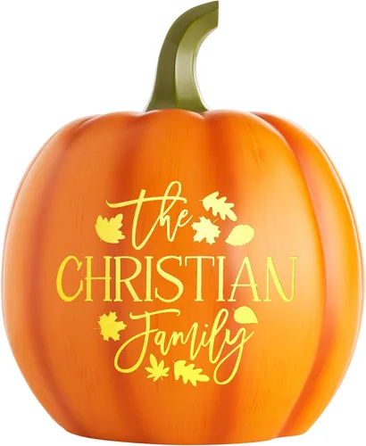 Vista 9 de Let's Make Memories Calabaza iluminada personalizada, decoración de Halloween de Jack o Lantern, nombre de tu familia en una calabaza personalizada