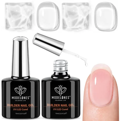 Vista 21 de modelones 2pcs 0.5 fl oz 10 in One X Nail Gel Pegamento Gel Base Coat Brush D-transparente-2