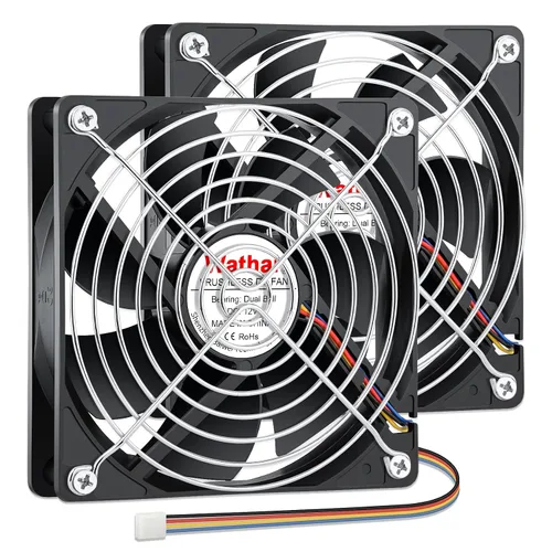 Vista 9 de Wathai 120mm x 25mm 12V Computer Case Cooling Fan 12 Volt 2Pin DC Fan 2Pack