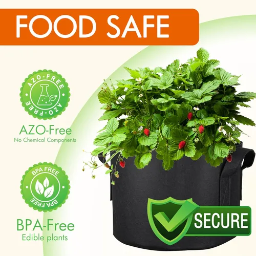 Vista 6 de Gardzen Paquete de 10 bolsas de cultivo de 1 galón, bolsas de cultivo de tela gruesa de 10.58 oz con asas, bolsas de cultivo de plantas de aireación
