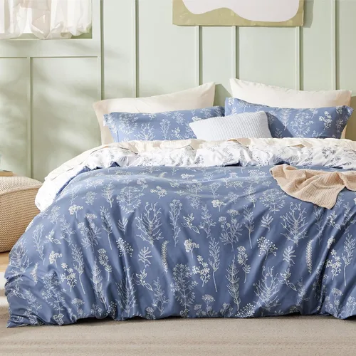 Vista 14 de Bedsure Juego de funda de edredón Twin para dormitorio, juego de funda de edredón reversible floral con cierre de cremallera, juego de ropa de cama