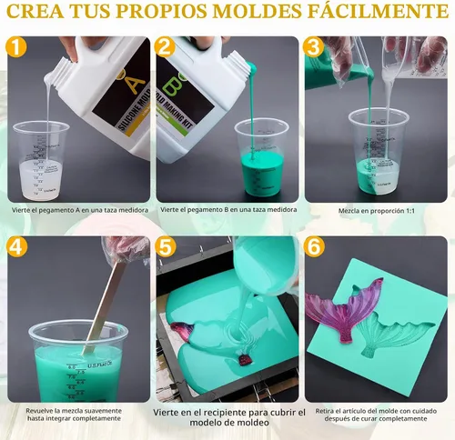 Vista 7 de Kit de fabricación de moldes de silicona de 46 onzas, goma de silicona súper elástica 15A para hacer moldes de bricolaje, kit de moldes de silicona