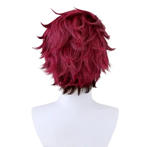 Vista 3 de Soyusunny Kamado Tanjirou - Peluca de disfraz de Halloween para mujeres y hombres con aretes