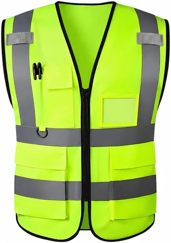 Vista 6 de High Visibility Safety Vest with Reflective Strips & Pockets