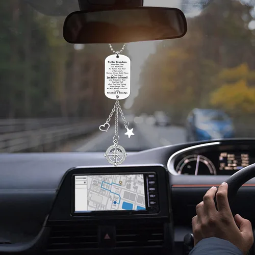Vista 6 de Regalos para nieto de la abuela, adorno colgante de automóvil, regalos para nieto de la abuela, accesorios colgantes para espejo de automóvil
