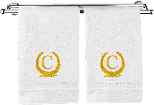 Vista 48 de Toalla de mano con monograma, regalo personalizado, 16 x 30 pulgadas, letra blanca bordada con diseño de corona en toalla negra, extra absorbente