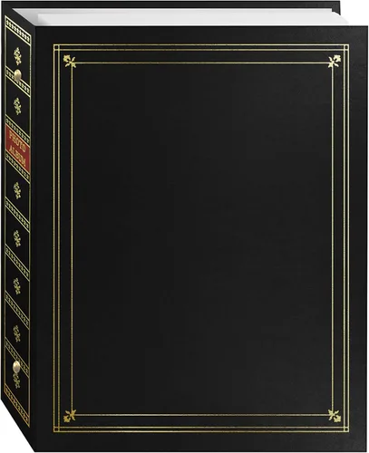 Vista 3 de Pioneer Photo Albums APS-247/BB - Álbum de fotos de 3 anillos encuadernado en piel sintética azul bahía con detalles dorados para impresiones de 4 x