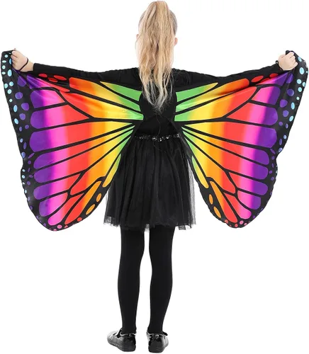 Vista 3 de Seasons Alas de capa de mariposa para niños, talla única, arcoíris