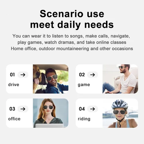 Vista 6 de SkyGenius Lentes inteligentes con altavoz Bluetooth, marco de metal, protección UV, polarizados, luz azul, control de voz, lentes inteligentes