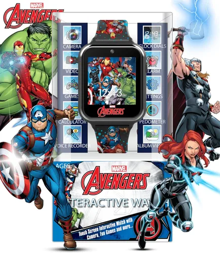 Vista 3 de Marvel Avengers - Reloj inteligente interactivo para niños, reloj con pantalla táctil con juegos, cámara, grabadora de voz, rastreador de pasos