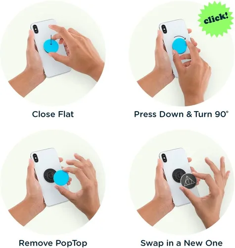 Vista 8 de PopSockets Agarre adhesivo para teléfono, soporte, soporte para teléfono, Harry Potter - Esmalte Deathly Hallows