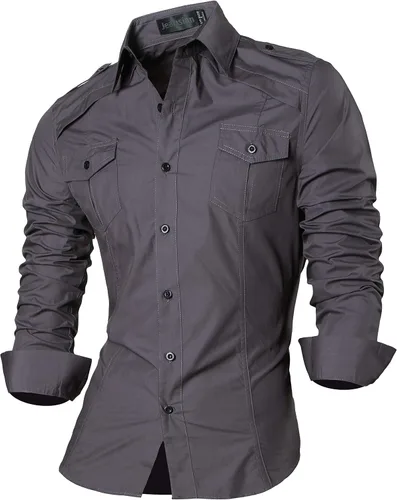 Vista 110 de jeansian - Camisas de manga larga de ajuste entallado para hombre (8397), con botones, informales y de vestir.