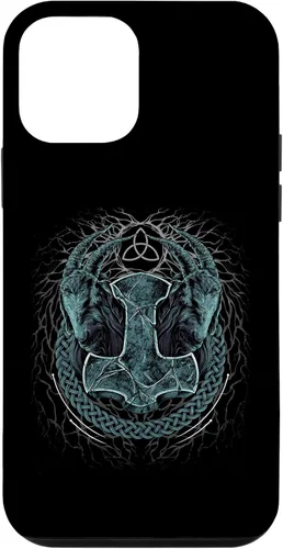 Vista 12 de Funda de mitología nórdica pagana para iPhone 15 Viking Mjolnir Thors Hammer