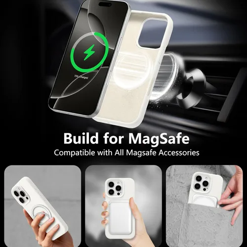 Vista 179 de Funda magnética de silicona para iPhone 13 Pro, color blanco antiguo [Compatible con Magsafe] [Forro de microfibra suave antiarañazos], funda