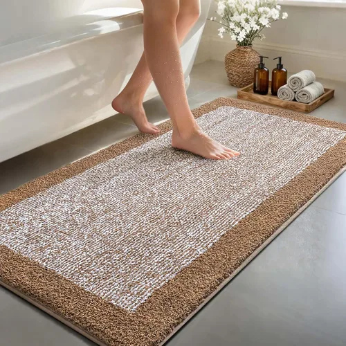 Vista 17 de Alfombras de baño de 17 x 24 pulgadas, antideslizantes, lavables, color gris, para bañera, tapete de baño para baño, tapete suave y absorbente