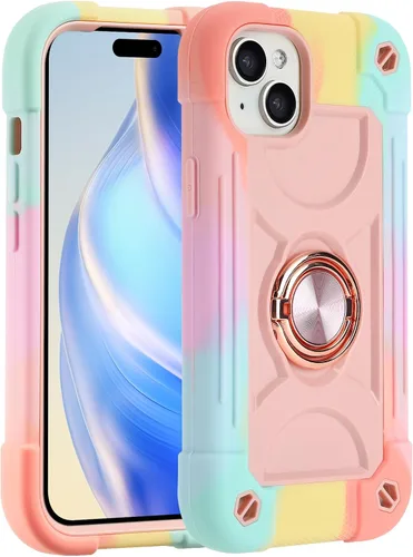 Vista 121 de MARKILL Funda compatible con iPhone 14 Pro de 6.1 pulgadas con soporte de anillo integrado, protección contra caídas de grado militar, carcasa Palta