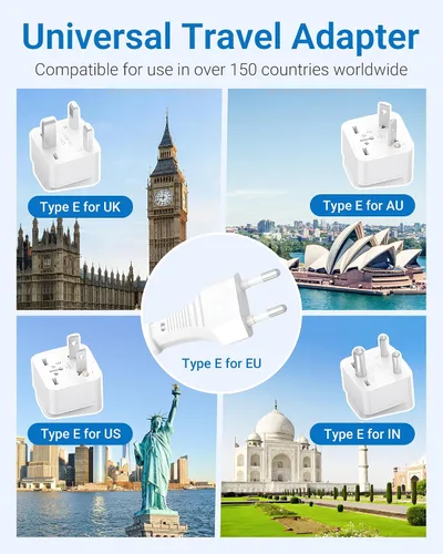 Vista 7 de BESTEK - Adaptador de viaje universal convertidor de voltaje de 100-220 V a 110 V de 250 W con carga USB de 6 A y 4 puertos, 3 tomas de CA