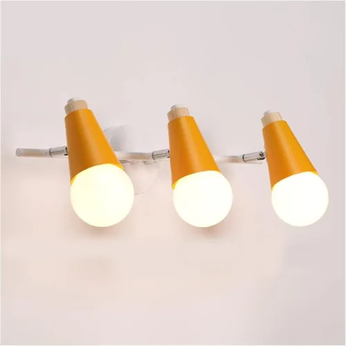 Vista 5 de Lámpara de pared nórdica de 3 cabezas, apliques de pared de macarrón ajustables, apliques de pared con botón enchufable, 3 luces, interruptor