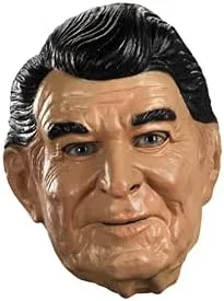 Vista 2 de Disguise Reagan - Máscaras de vinilo para hombre, color bronceadonegroblanco, estándar de EE. UU, negro, blanco, marrón claro (TanBlackWhite)