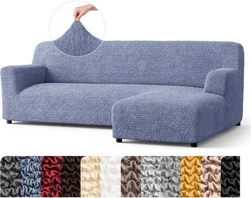 Vista 34 de PAULATO BY GA.I.CO. Funda de sofá modular, funda para sofá chaise longue en forma de L, fundas lavables para sofá esquinero, funda elástica de Gris