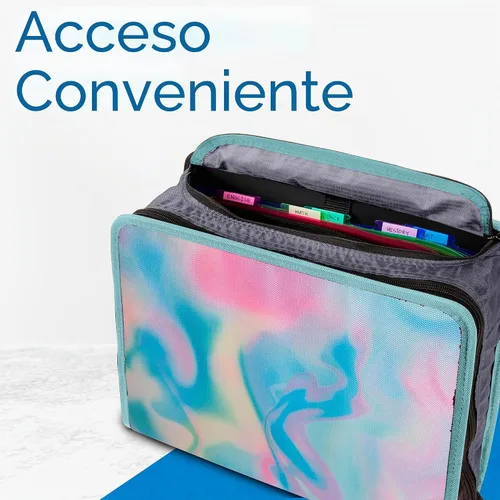 Vista 6 de Case-it Mighty Zip Tab - Carpeta escolar con cremallera Anillas en O de 3 pulgadas, capacidad de 600 hojas, carpeta de archivos expandible de 5 Un