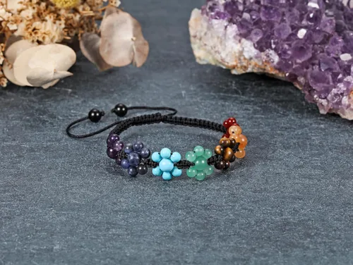 Vista 2 de TOP PLAZA - Pulsera de cuentas de chakras con 7 cristales curativos para yoga, meditación, relajación, ansiedad, para hombre y mujer