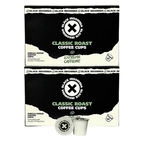 Vista 8 de Black Insomnia Coffee Tazas individuales de cafeína extrema (para uso en cafeteras Keurig) El café más fuerte del mundo, tostado clásico, 12