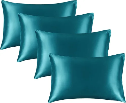 Vista 14 de BEDELITE Funda de almohada de satén para cabello y piel, súper suave y refrescante similar a las fundas de almohada de seda, paquete de 2 con cierre