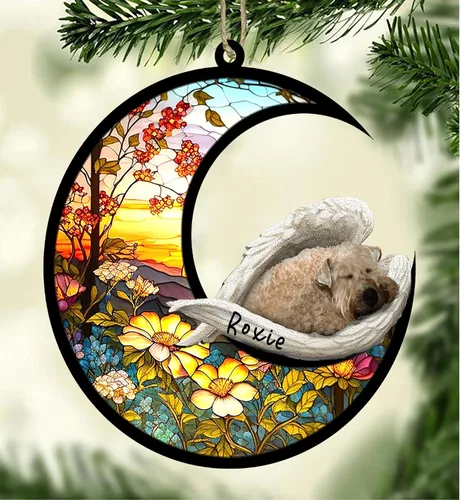 Vista 7 de Atrapasoles conmemorativo personalizado para perros, adorno navideño de Airedale Terrier, recuerdo por pérdida de mascota, regalos conmemorativos