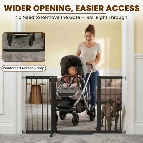 Vista 3 de Mumeasy Puerta de bebé extra ancha de 29.7-57 pulgadas para puertas, puerta de perro de cierre automático para interiores para escaleras, puerta