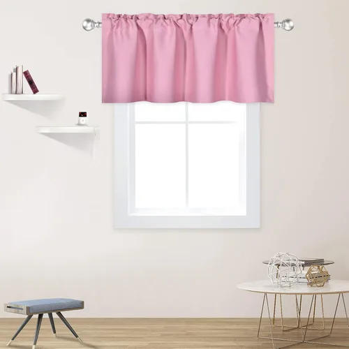 Vista 38 de DECOVSUN Cenefas Aqua para ventanas de cocina, con bolsillo para barra, opacas, con aislamiento térmico, 1 panel de 42 x 18 pulgadas
