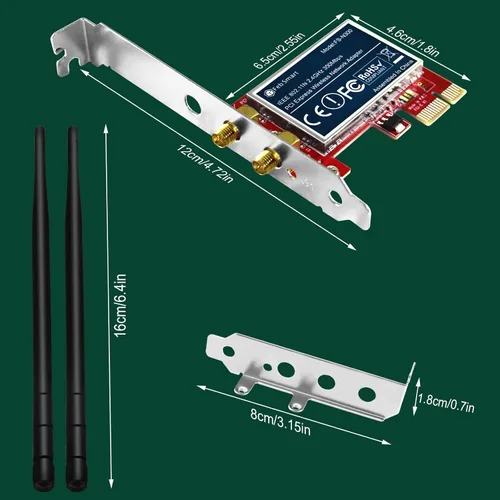 Vista 15 de Adaptador de red inalámbrico N 2.4GHz 300Mbps PCIE para Windows 11, 10, 8.1, 8, 7, XP (32/64bit), Windows Server y Linux PCs, tarjeta WiFi PCIE