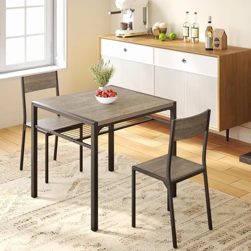 Vista 11 de Gizoon Juego de mesa de comedor para 2, mesa de cocina de 3 piezas con 2 sillas para espacios pequeños, apartamento, cocina, comedor, ahorro