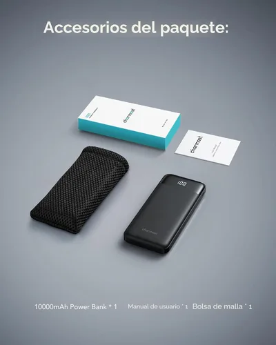 Vista 8 de charmast Cargador portátil con cables incorporados, banco de energía con cables, batería delgada de viaje de 10000 mAh, 6 salidas 3 entradas 3 A
