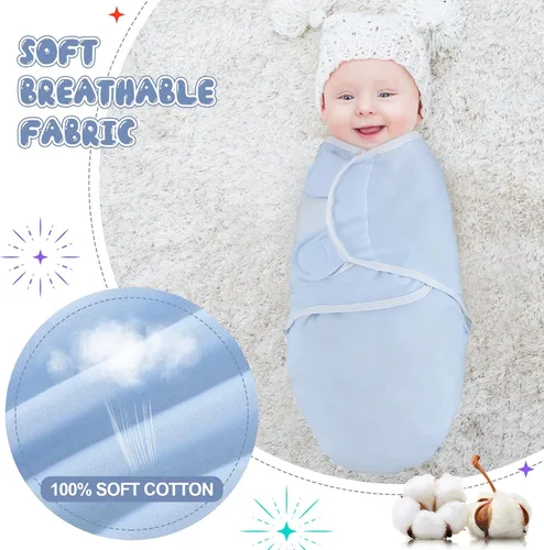Vista 4 de Newwiee 4 piezas de envoltura para envolver al bebé prematuro ajustable, manta de algodón para envolver al bebé prematuro para recién nacidos, niños