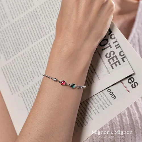 Vista 7 de MignonandMignon Pulsera de piedra natal personalizada para mujer, joyería de cadena de cuentas personalizada, cumpleaños, regalo para amigos